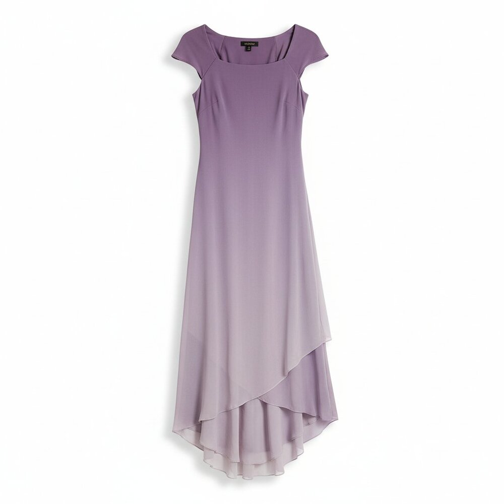 Kay Unger Silk Dress 10 Women's Fairy Fairycore‎ Midi Asymmetrical Flowy Ombre